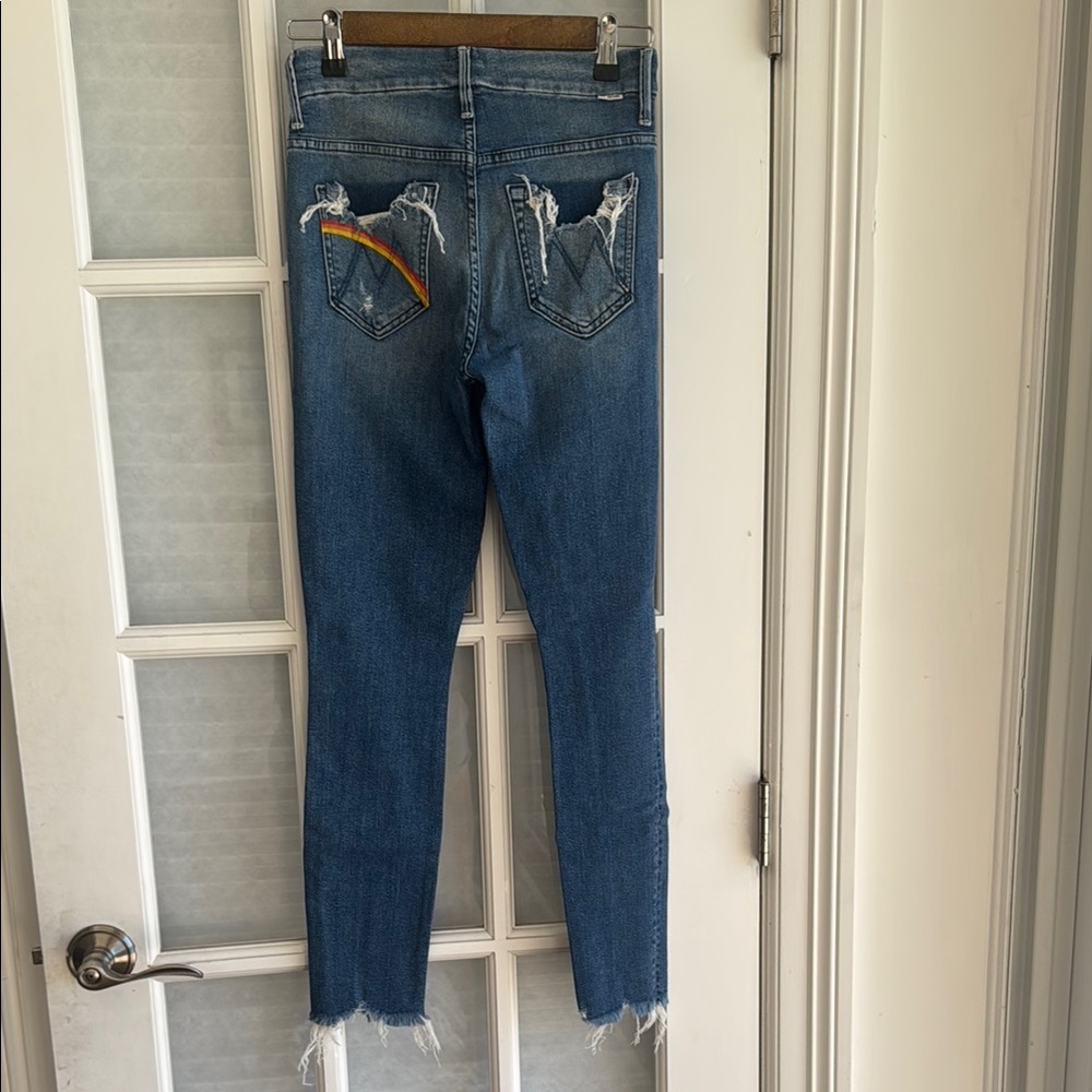MOTHER Denim RAINBOW Pocket Jeans High Waisted Chew Dancing the Hula Size 24 - Picture 11 of 15
